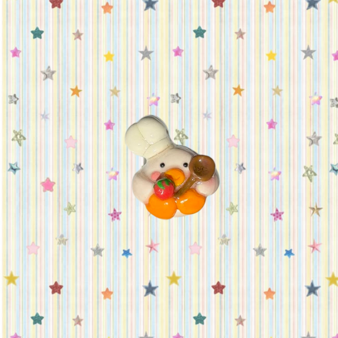 Little Chef Duck handmade clay magnet