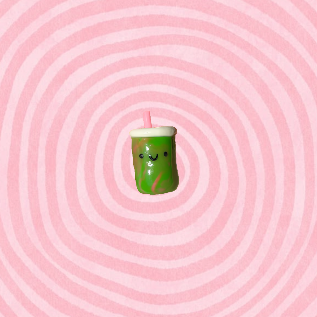 Strawberry Matcha handmade clay magnet